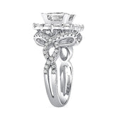 1 CT. T.W. Princess-Cut Diamond Double Frame Twist Engagement Ring in 14K White Gold - LA DIAMOND